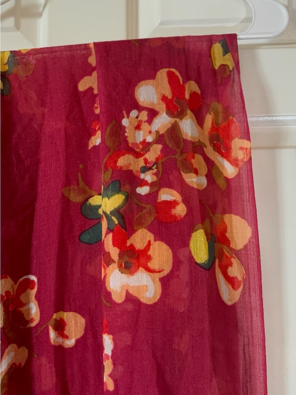 Floral Raspberry Red scarf/wrap - Picture 3 of 4